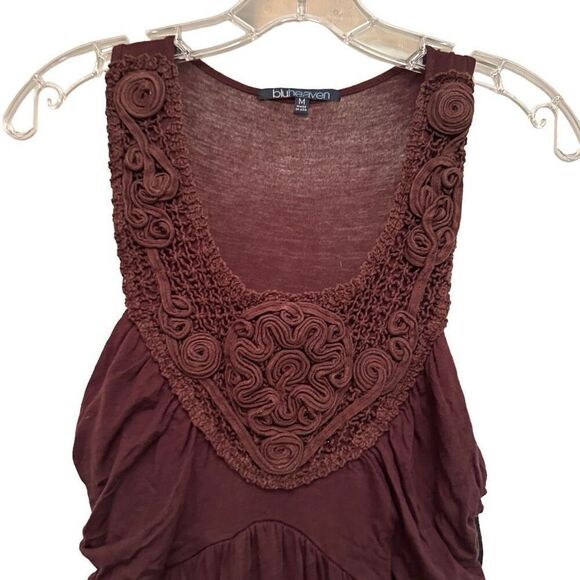 Bluheaven Embroidered Racerback Brown Tank Dress - size M - Picture 3 of 5